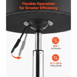 VEVOR Rolling Stool with Wheels, 500 lbs Weight Capacity, Height Adjustable, Quiet Casters, Thick Cushion Ergonomic PU Leather Seat, 360° Swivel Round Rolling Stool Chair for Salon, Clinic, Black