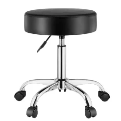 VEVOR Rolling Stool with Wheels, 450 LBS Weight Capacity Round Rolling Stool Chair, Height Adjustable Thickened PU Leather Swivel Stool for Salon, Spa, Massage, Tattoo, Clinic, Black