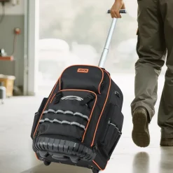 VEVOR Rolling Tool Backpack, 110 lbs Load Capacity, 72 Pockets Heavy Duty Roller Tool Bag on Wheels, Adjustable Telescoping Handle & Stable Base, Toolbag Organizers for Construction, Mechanic