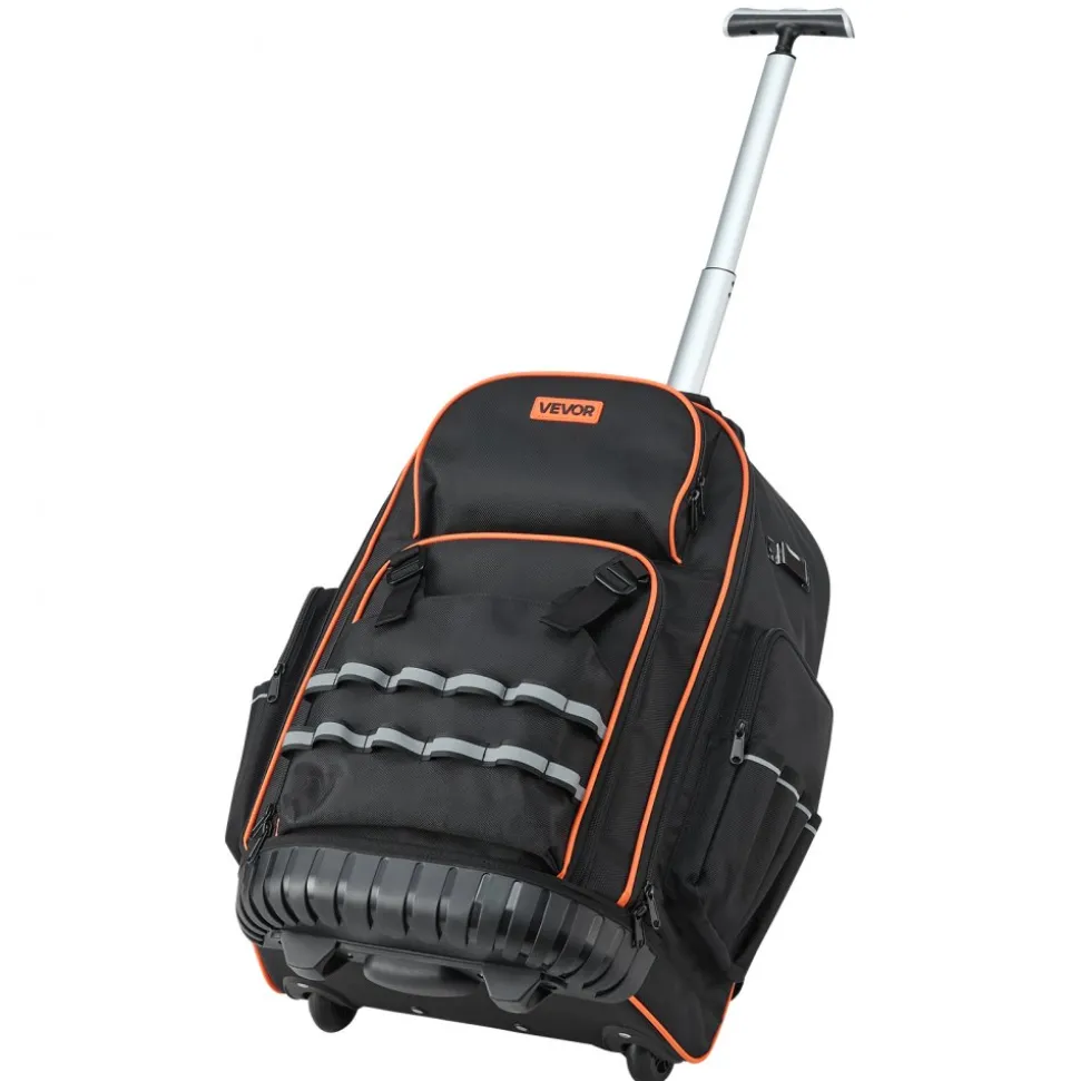 VEVOR Rolling Tool Backpack, 110 lbs Load Capacity, 72 Pockets Heavy Duty Roller Tool Bag on Wheels, Adjustable Telescoping Handle & Stable Base, Toolbag Organizers for Construction, Mechanic