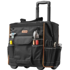 VEVOR Rolling Tool Bag, 110 lbs Load Capacity, 25 Pockets Heavy Duty Roller Tool Bag on Wheels, Adjustable Telescoping Handle & Stable Base, Toolbag Organizers with Wheels for Construction, Mechanic