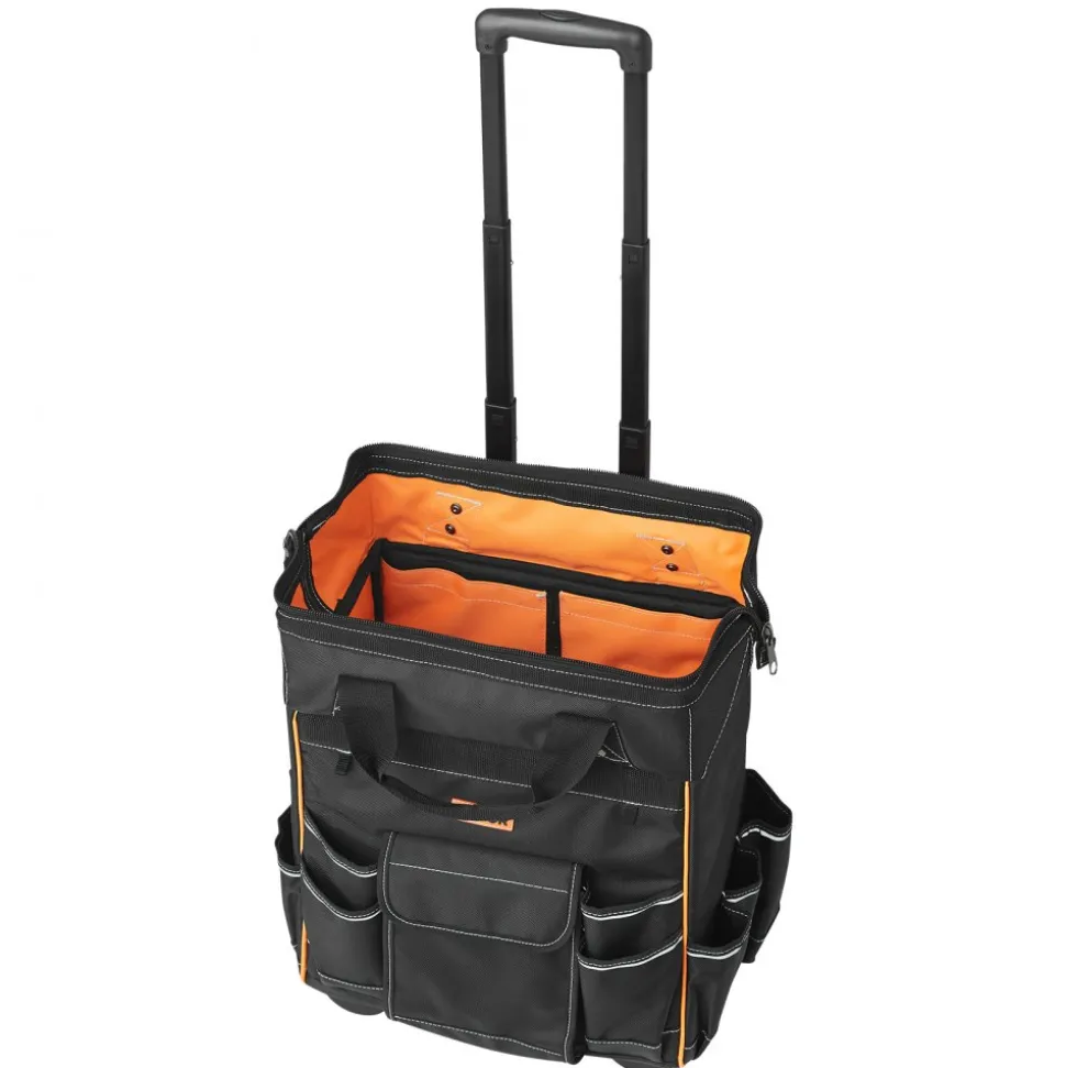 VEVOR Rolling Tool Bag, 110 lbs Load Capacity, 25 Pockets Heavy Duty Roller Tool Bag on Wheels, Adjustable Telescoping Handle & Stable Base, Toolbag Organizers with Wheels for Construction, Mechanic