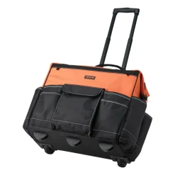 VEVOR Rolling Tool Bag, 110 lbs Load Capacity, 27 Pockets Heavy Duty Roller Tool Bag on Wheels, Adjustable Telescoping Handle & Stable Base, Toolbag Organizers with Wheels for Construction, Mechanic