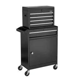 VEVOR Rolling Tool Chest, 2-in-1 Design, 5 Drawers Tool Cabinet Organizer with Detachable Top Metal Toolbox, Lock Bar, Protective Liner, and Tools Rack, Garage Storage Cabinet for Warehouse, Workshop