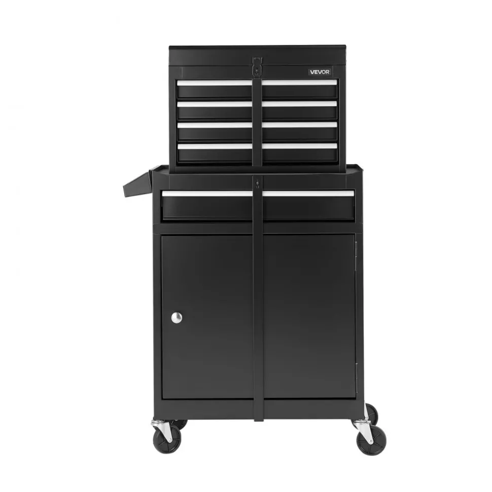 VEVOR Rolling Tool Chest, 2-in-1 Design, 5 Drawers Tool Cabinet Organizer with Detachable Top Metal Toolbox, Lock Bar, Protective Liner, and Tools Rack, Garage Storage Cabinet for Warehouse, Workshop