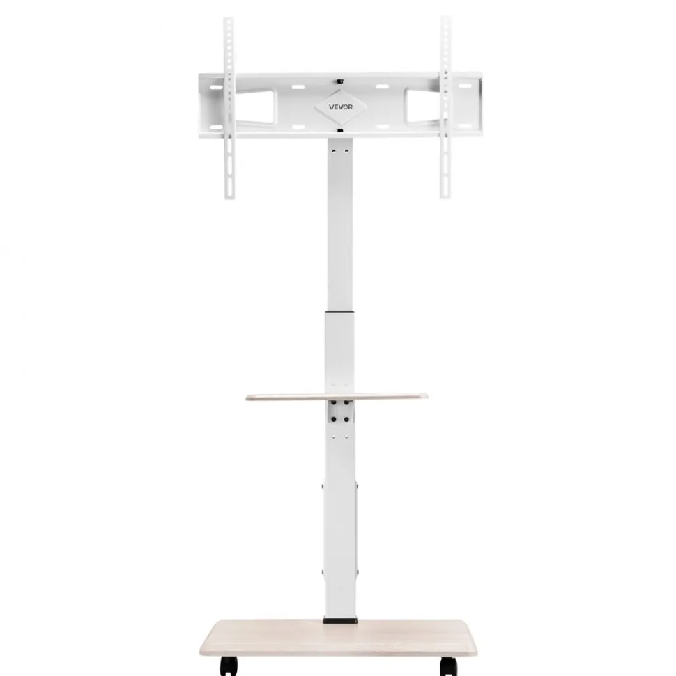 VEVOR Rolling TV Stand, Mobile TV Cart for 32-70 Inch Screens, 25° Left-Right Rotation and Height Adjustable TV Mount with Tray, Holds up to 88 lbs for Corner, Bedroom, Outdoor, Max VESA 600x400mm