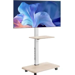 VEVOR Rolling TV Stand, Mobile TV Cart for 32-70 Inch Screens, 25° Left-Right Rotation and Height Adjustable TV Mount with Tray, Holds up to 88 lbs for Corner, Bedroom, Outdoor, Max VESA 600x400mm