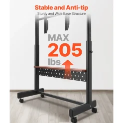 VEVOR Rolling TV Stand, Mobile TV Cart for 55-100 Inch Screens, Height Adjustable Portable Monitor Stand with Tray, Holds up to 205 lbs for Living Room, Bedroom, Office, Outdoor Max VESA 800 x 600 mm