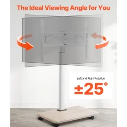 VEVOR Rolling TV Stand, Mobile TV Cart for 32-70 Inch Screens, 25° Left-Right Rotation and Height Adjustable TV Mount on Wheels, Holds up to 99 lbs for Corner, Bedroom, Outdoor, Max VESA 600x400mm