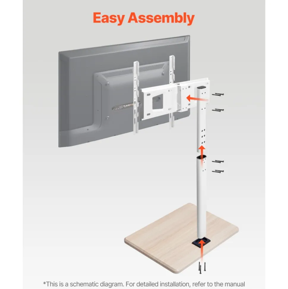 VEVOR Rolling TV Stand, Mobile TV Cart for 32-70 Inch Screens, 25° Left-Right Rotation and Height Adjustable TV Mount on Wheels, Holds up to 99 lbs for Corner, Bedroom, Outdoor, Max VESA 600x400mm