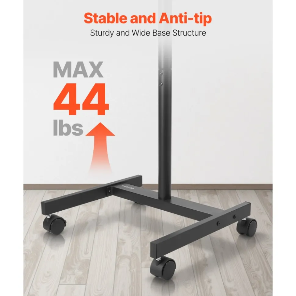 VEVOR Rolling TV Stand, Mobile TV Cart for 17-55 Inch Screens, Portrait to Landscape, Portable TV Stand with Wheels Holds up to 44 lbs for Living Room, Bedroom, Office, Outdoor, Max VESA 200x200mm