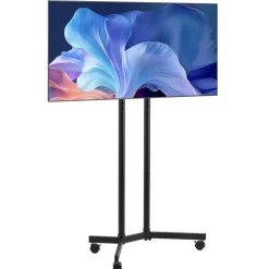 VEVOR Rolling TV Stand, Mobile TV Cart for 32-65 Inch Screens, Height Adjustable, Portable Monitor Stand with Wheels Holds up to 88 lbs for Living Room, Bedroom, Office, Outdoor, Max VESA 400x400mm