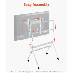 VEVOR Rolling TV Stand, Mobile TV Cart for 35-100 Inch LED/LCD/OLED Flat/Curved TVs, Portable Monitor Stand with Wheels Hold up to 198 lbs for Living Room, Bedroom, Office, Outdoor, Max VESA 800x600mm