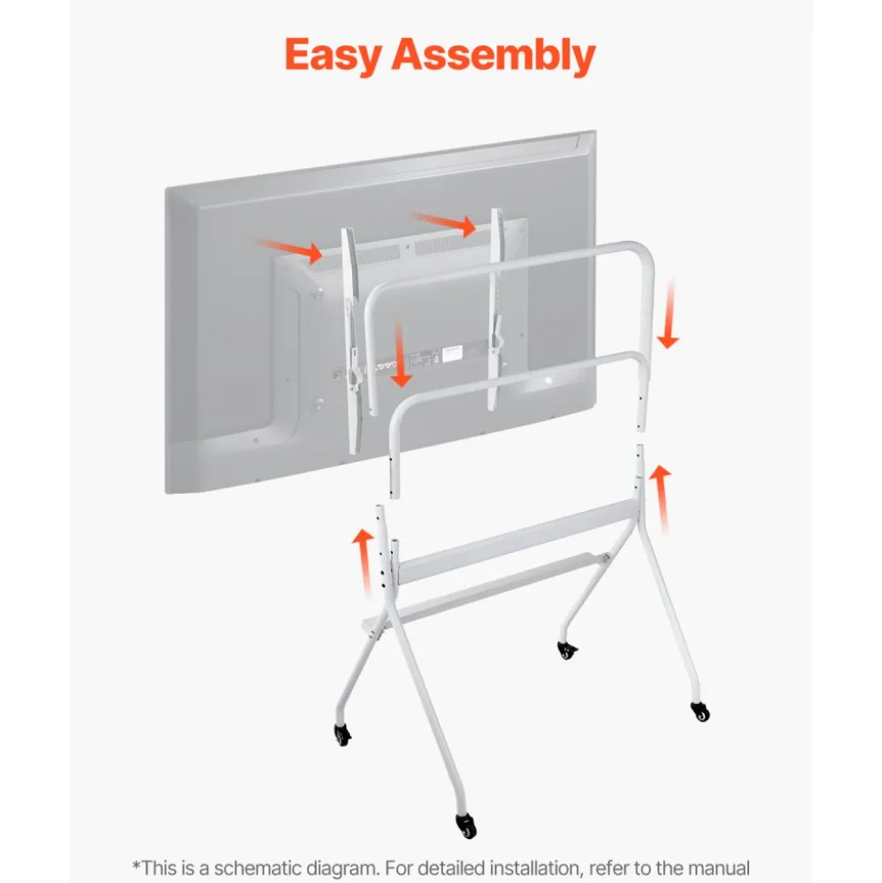 VEVOR Rolling TV Stand, Mobile TV Cart for 35-100 Inch LED/LCD/OLED Flat/Curved TVs, Portable Monitor Stand with Wheels Hold up to 198 lbs for Living Room, Bedroom, Office, Outdoor, Max VESA 800x600mm
