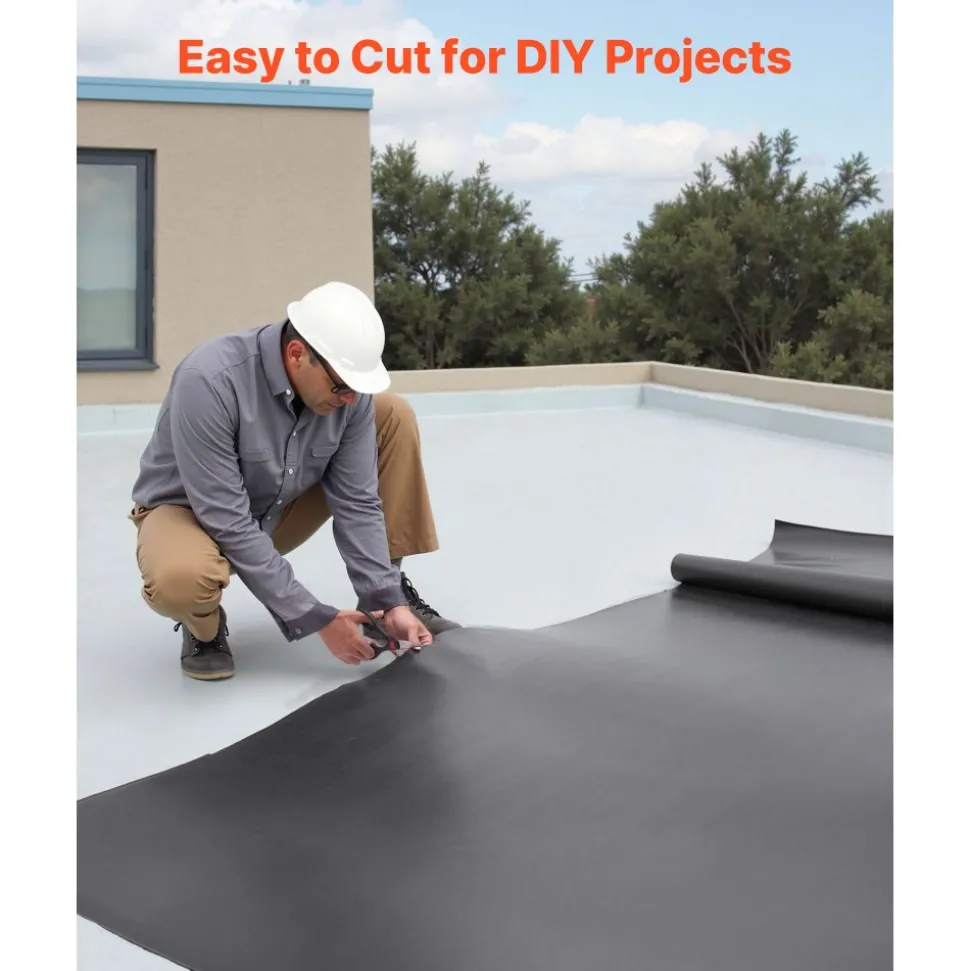 VEVOR Roll Roofing, 30 x 40 ft, 45 mil EPDM Rubber Roofing, Long Lifespan & Weather-resistant, Withstands Harsh Temperatures, Flexible & Easy Installation, Roof Underlayment for RVs, Roofs, Ponds