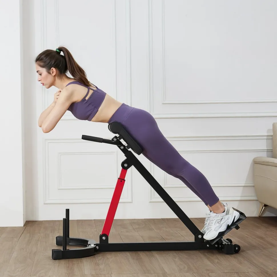 VEVOR Roman Chair Hyperextension Bench, 350 lbs Adjustable Extension Machine, Multi-Function Exercise Equipment for Glute, Hamstring, Lower Back, and Ab Workout, Fitness Weight Bench for Home Gym