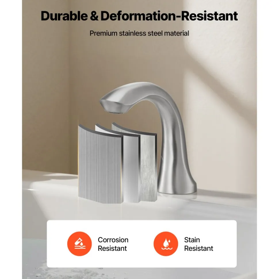 VEVOR Roman Tub Faucet, 3 Hole Waterfall Bathtub Faucet, Bath Tubs Faucets Set with 2 Handles, Roman Tub Faucets Deck Mount for Pet Washing, Baby Care, Adult Bathing, Silver, Right-Angle Tub Faucet