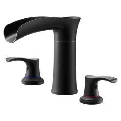 VEVOR Roman Tub Faucet, 3 Hole Waterfall Bathtub Faucet, Zinc Alloy Bath Tubs Faucets Set with 2 Handles, Deck Mount Bath Tub Faucets Set for Pet Washing, Baby Care, Adult Bathing, Matte Black