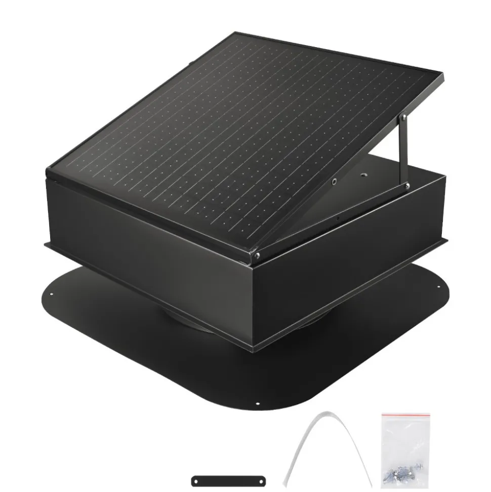 VEVOR Roof Attic Exhaust Fan, 35W Smart Solar Roof Ventilation Fan Auto Temperature Control, 2400 CFM Airflow Built-in Brushless DC Motor for Cooling and Dehumidification, No Remote