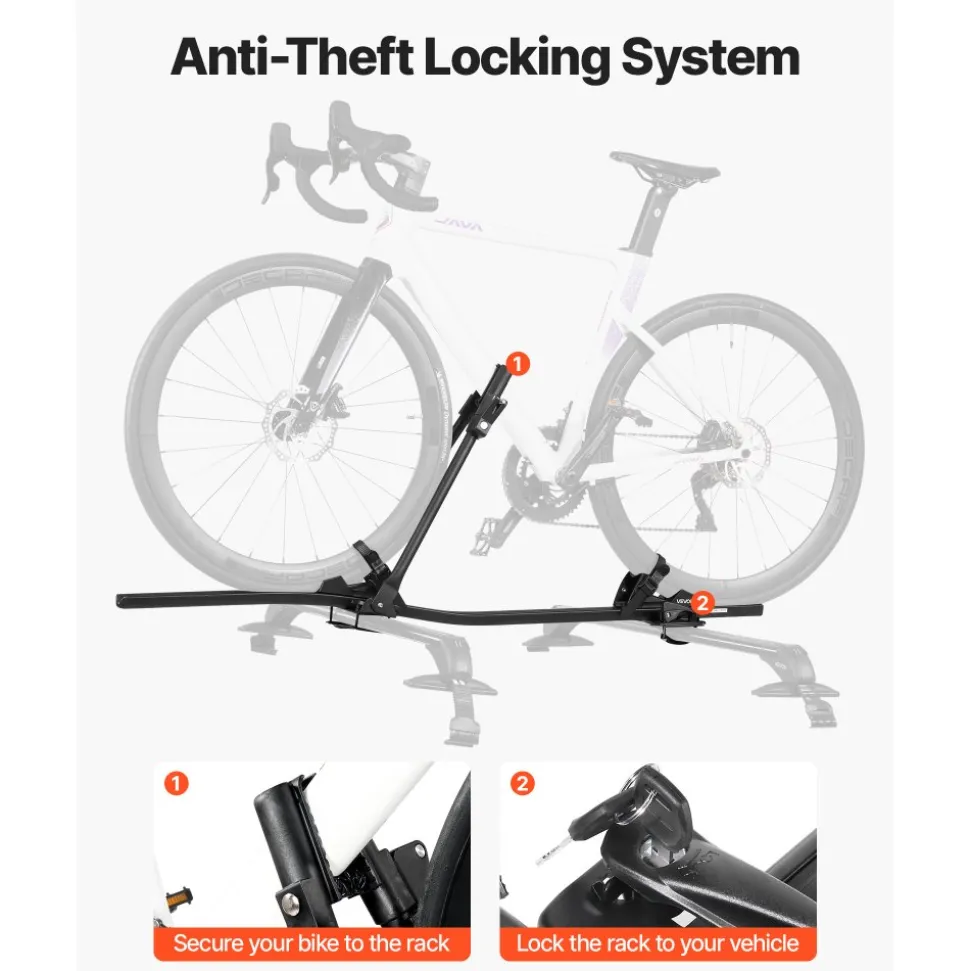 VEVOR Roof Bike Rack, 33 lbs Capacity, Upright Roof Mount Bicycle Rack with Secure Locking System for Most Standard Crossbars, Aluminum Upright Rooftop Bike Rack 1 Bike Carrier for Car SUV, Black