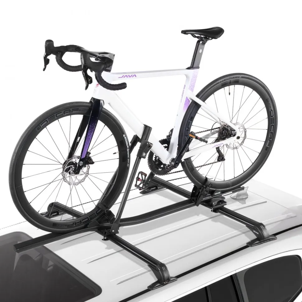 VEVOR Roof Bike Rack, 33 lbs Capacity, Upright Roof Mount Bicycle Rack with Secure Locking System for Most Standard Crossbars, Aluminum Upright Rooftop Bike Rack 1 Bike Carrier for Car SUV, Black