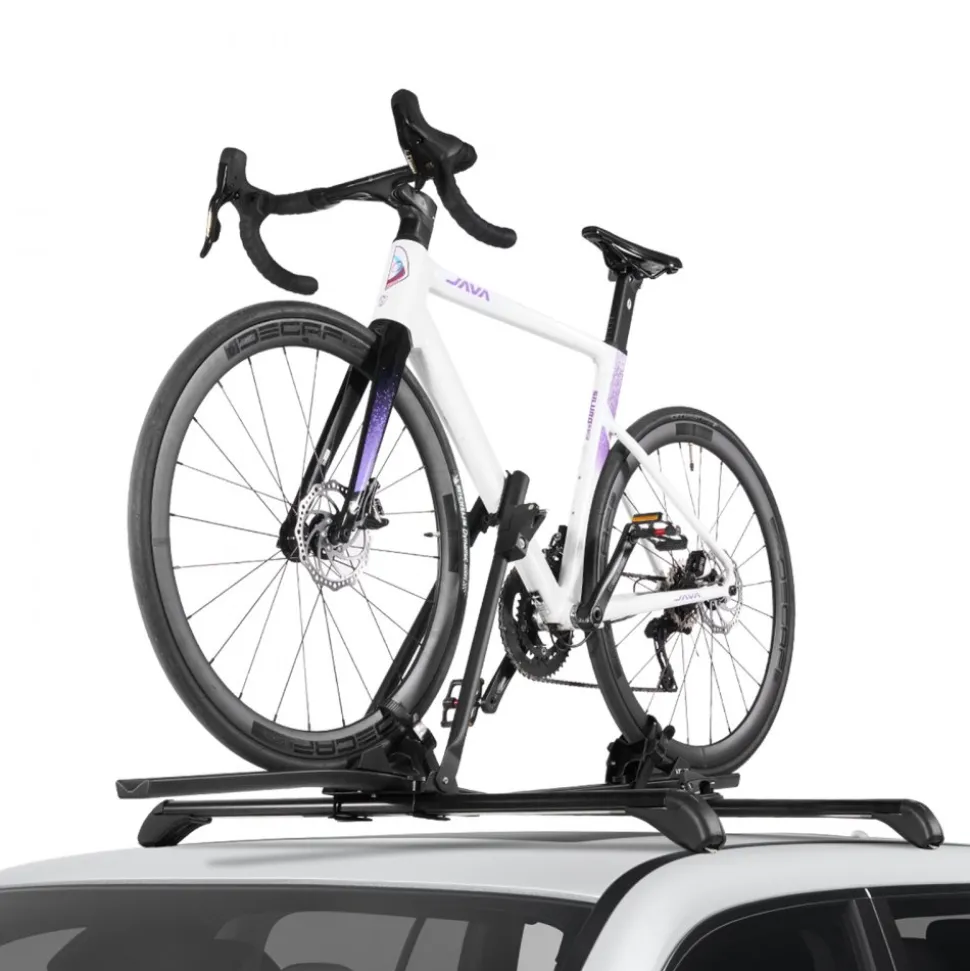 VEVOR Roof Bike Rack, 33 lbs Capacity, Upright Roof Mount Bicycle Rack with Secure Locking System for Most Standard Crossbars, Aluminum Upright Rooftop Bike Rack 1 Bike Carrier for Car SUV, Black