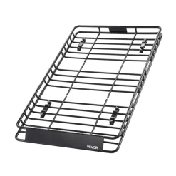 VEVOR Roof Rack Basket, 64 x 39 x 4.1 in, Universal Rooftop Cargo Carrier with 44.1 x 34.3 x 10.2 in Cargo Bag, Net, Ratchet Straps, 250 lbs Max Load Capacity Car Top Luggage Holder, for SUV Truck Car