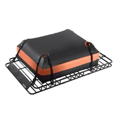 VEVOR Roof Rack Basket, 64 x 39 x 4.1 in, Universal Rooftop Cargo Carrier with 44.1 x 34.3 x 10.2 in Cargo Bag, Net, Ratchet Straps, 250 lbs Max Load Capacity Car Top Luggage Holder, for SUV Truck Car