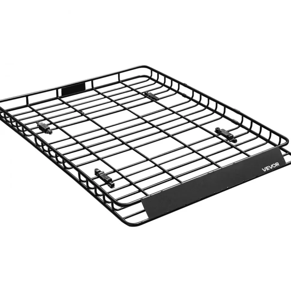 VEVOR Roof Rack Basket, 64 x 50 x 4.1 in, Universal Rooftop Cargo Carrier with Two 35.4 x 39.4 in Cargo Net,150 lbs Max Car Top Luggage Holder, 4.1 in Fence, Anti-Rust Alloy Steel, for SUV Truck Car