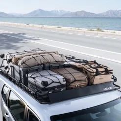 VEVOR Roof Rack Basket, 64 x 50 x 4.1 in, Universal Rooftop Cargo Carrier with Two 35.4 x 39.4 in Cargo Net,150 lbs Max Car Top Luggage Holder, 4.1 in Fence, Anti-Rust Alloy Steel, for SUV Truck Car