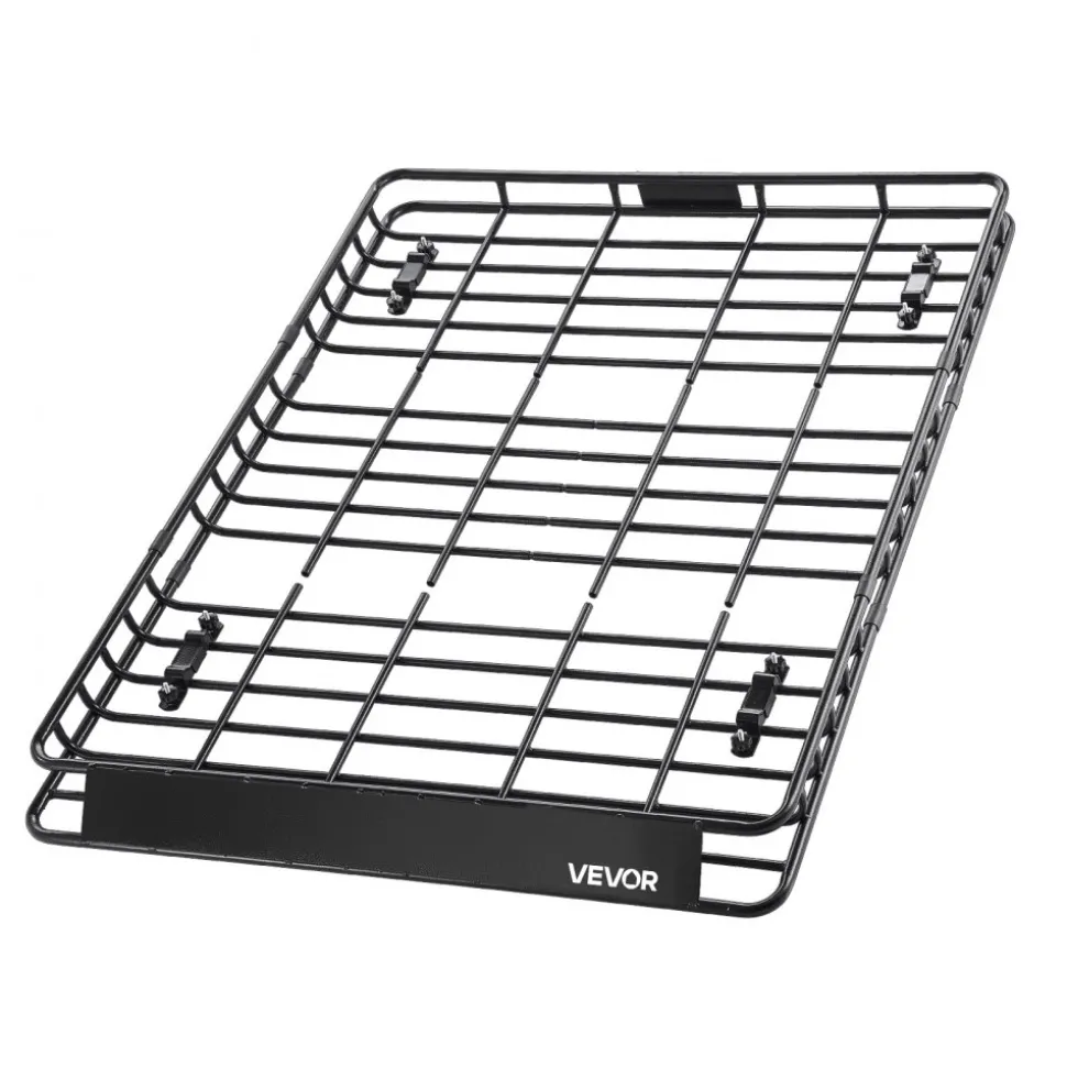 VEVOR Roof Rack Basket, 64 x 50 x 4.1 in, Universal Rooftop Cargo Carrier with Two 35.4 x 39.4 in Cargo Net,150 lbs Max Car Top Luggage Holder, 4.1 in Fence, Anti-Rust Alloy Steel, for SUV Truck Car