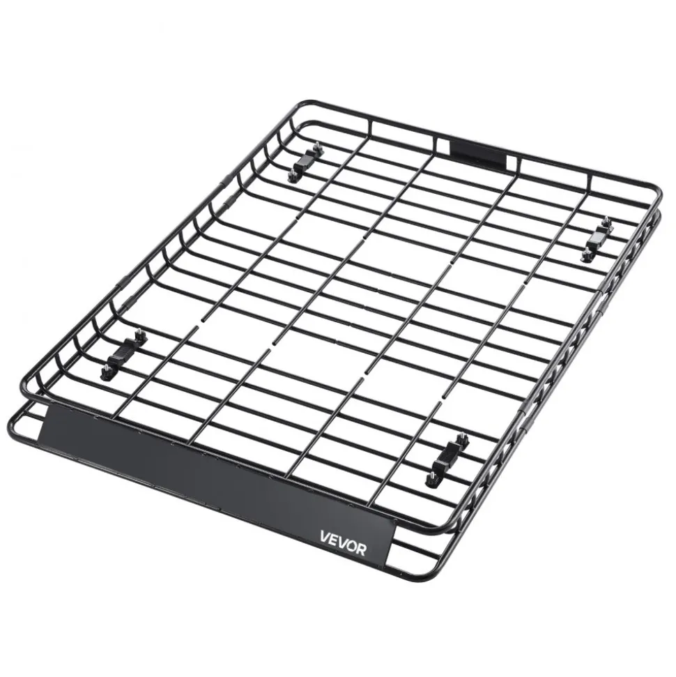 VEVOR Roof Rack Basket, 64 x 50 x 4.1 in, Universal Rooftop Cargo Carrier with Two 35.4 x 39.4 in Cargo Net,150 lbs Max Car Top Luggage Holder, 4.1 in Fence, Anti-Rust Alloy Steel, for SUV Truck Car