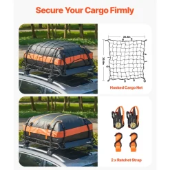 VEVOR Roof Rack Basket, 51 x 36 x 4.1 in, Universal Rooftop Cargo Carrier with 1120 x 870 x 260 mm Cargo Bag, Net, Ratchet Straps, 200 lbs Max Load Capacity Car Top Luggage Holder, for SUV Truck Car