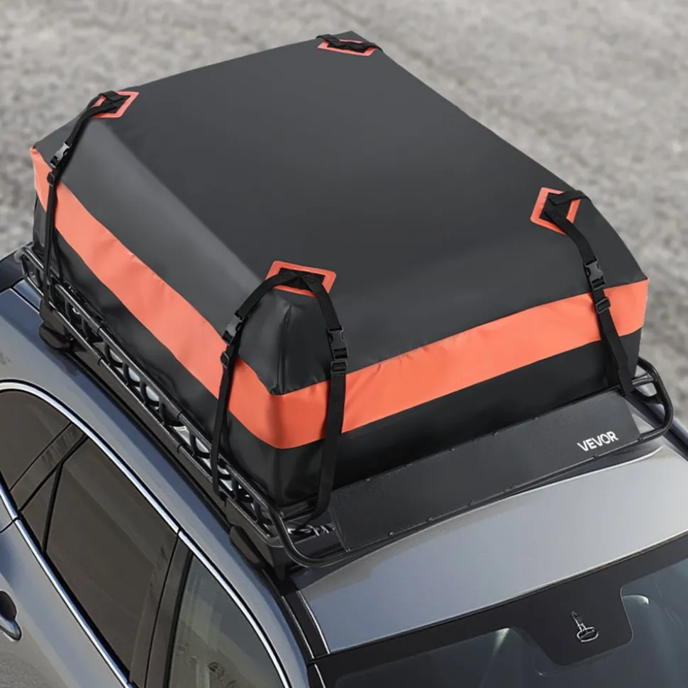VEVOR Roof Rack Basket, 51 x 36 x 4.1 in, Universal Rooftop Cargo Carrier with 1120 x 870 x 260 mm Cargo Bag, Net, Ratchet Straps, 200 lbs Max Load Capacity Car Top Luggage Holder, for SUV Truck Car