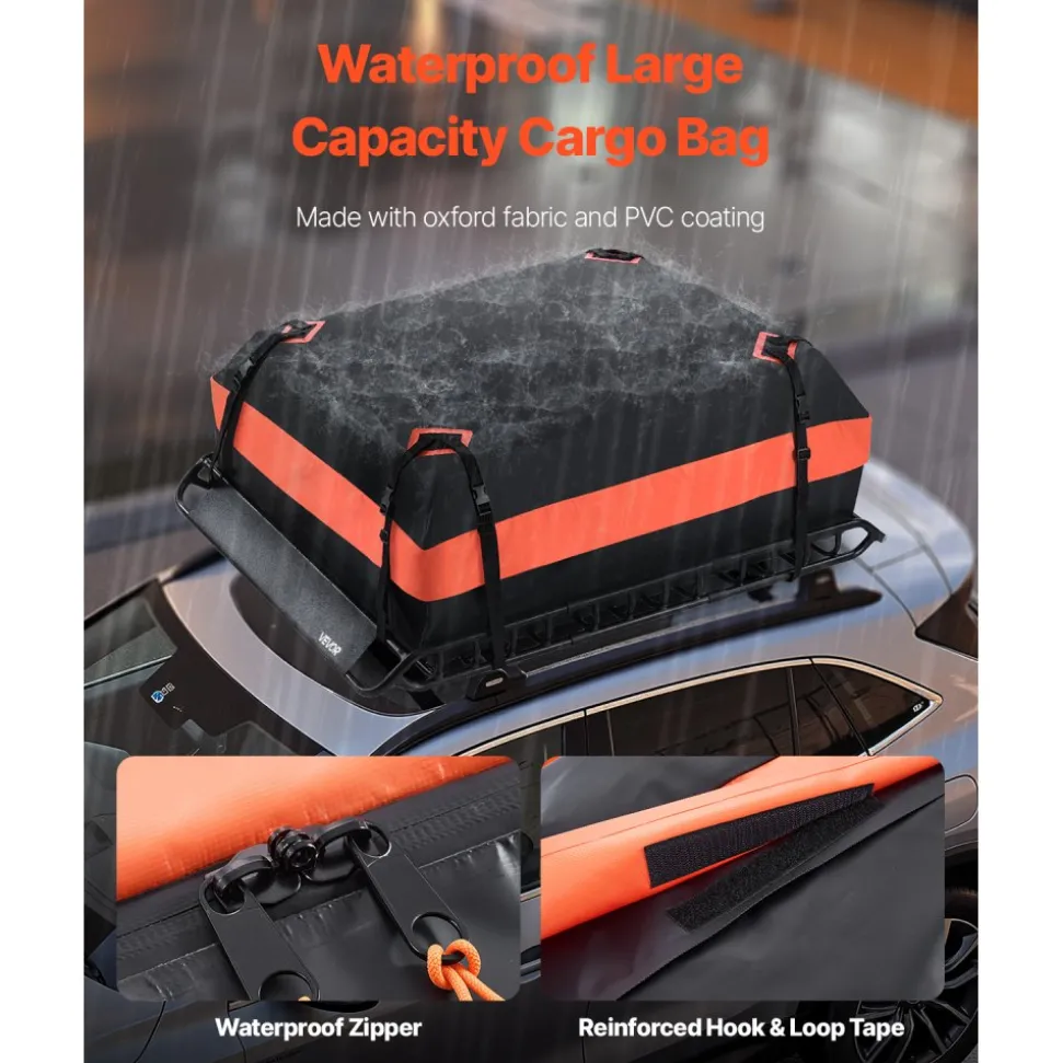 VEVOR Roof Rack Basket, 51 x 36 x 4.1 in, Universal Rooftop Cargo Carrier with 1120 x 870 x 260 mm Cargo Bag, Net, Ratchet Straps, 200 lbs Max Load Capacity Car Top Luggage Holder, for SUV Truck Car