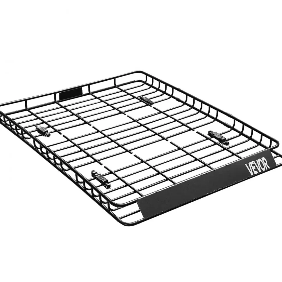 VEVOR Roof Rack Basket, 64 x 50 x 4.1 in, Universal Rooftop Cargo Carrier with Two 35.4 x 39.4 in Cargo Net,150 lbs Max Car Top Luggage Holder, 4.1 in Fence, Anti-Rust Alloy Steel, for SUV Truck Car