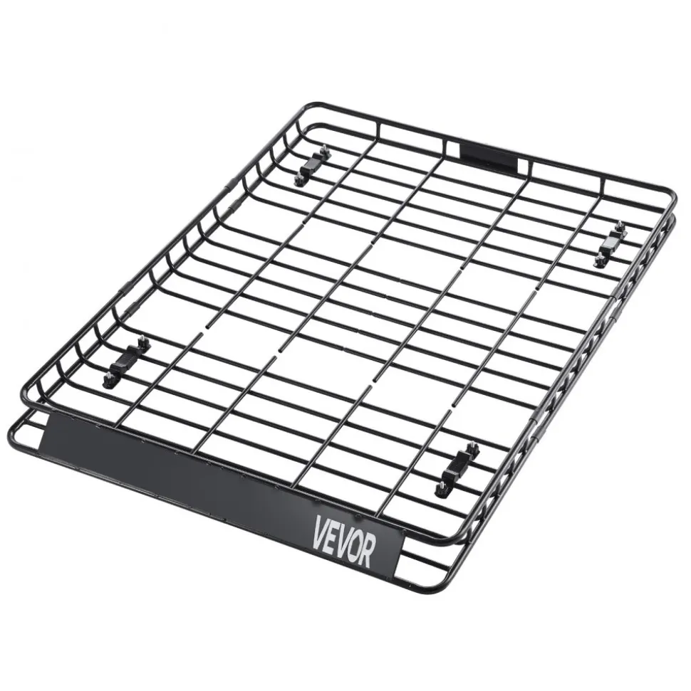 VEVOR Roof Rack Basket, 64 x 50 x 4.1 in, Universal Rooftop Cargo Carrier with Two 35.4 x 39.4 in Cargo Net,150 lbs Max Car Top Luggage Holder, 4.1 in Fence, Anti-Rust Alloy Steel, for SUV Truck Car