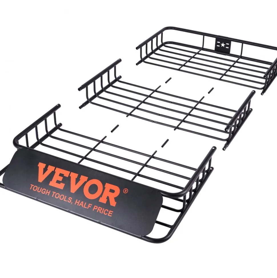 VEVOR Roof Rack Cargo Basket, 64" x 39" x 6" Rooftop Cargo Carrier with Extension, Heavy-duty Steel 200 LBS Capacity Universal Roof Rack Basket, Luggage Holder for SUV, Truck