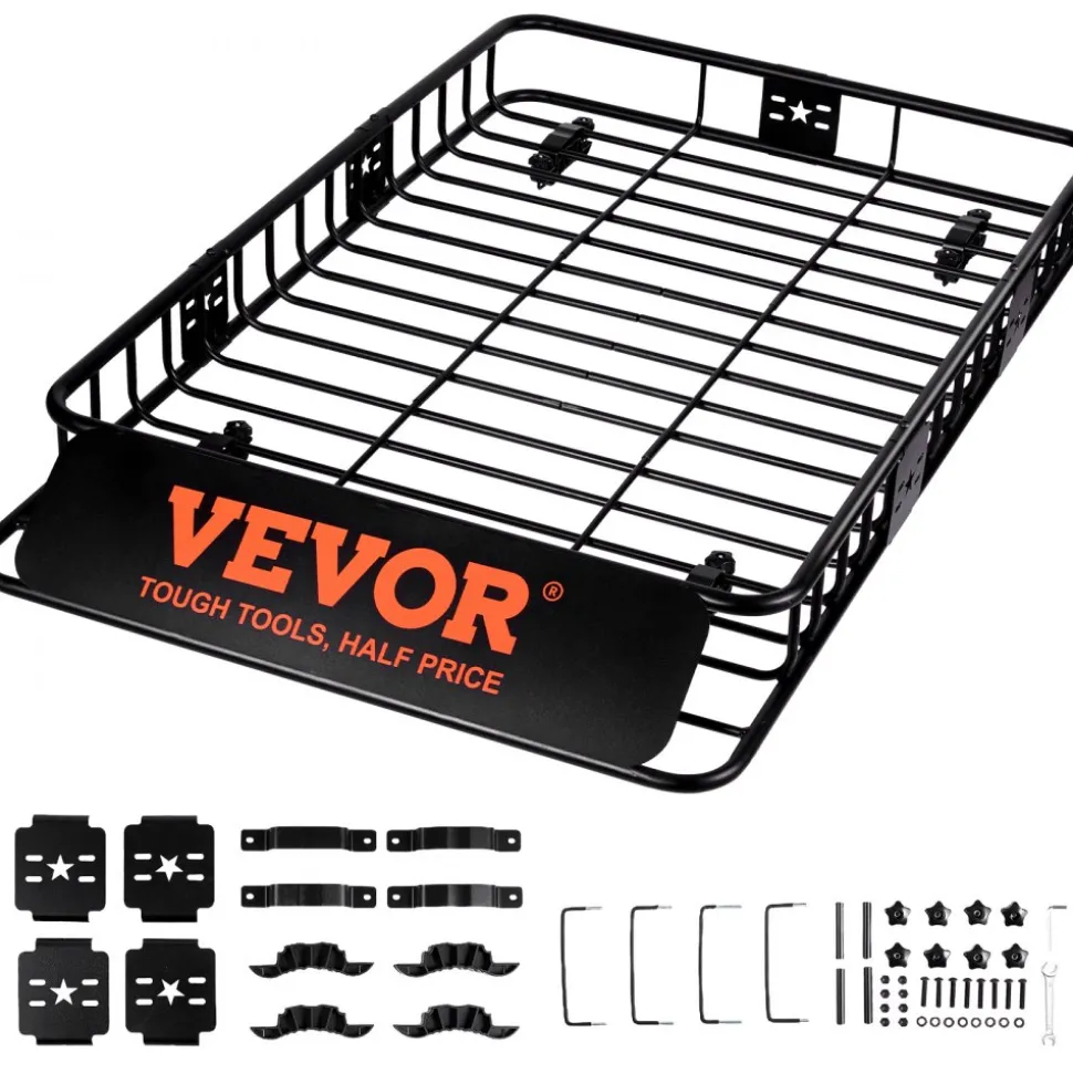 VEVOR Roof Rack Cargo Basket, 64" x 39" x 6" Rooftop Cargo Carrier with Extension, Heavy-duty Steel 200 LBS Capacity Universal Roof Rack Basket, Luggage Holder for SUV, Truck