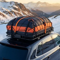 VEVOR Roof Rack Cargo Basket, 54 x 34 x 4 in, Heavy Duty Roof Top Carrier Basket with Waterproof Bag, Cargo Net, Ratchet Straps, 200 lbs Capacity, Universal Car Top Luggage Holder, for SUV Truck Car