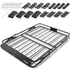 VEVOR Roof Rack Cargo Basket, 46 x 36 x 4 in, Heavy Duty Roof Top Carrier Basket with Folding Design, 200 lbs Capacity, All-Weather Easy-Install Car Top Luggage Holder, Universal Fit for SUV Truck Car