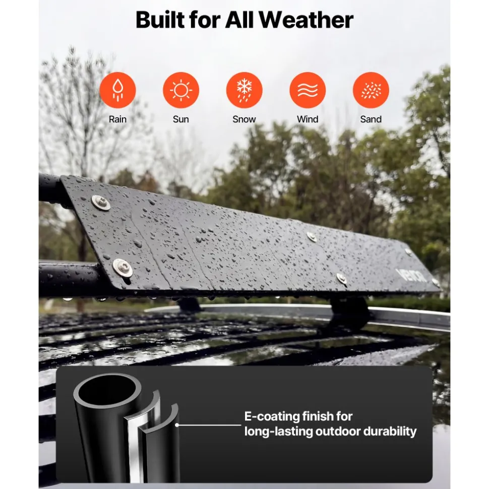 VEVOR Roof Rack Cargo Basket, 46 x 36 x 4 in, Heavy Duty Roof Top Carrier Basket with Folding Design, 200 lbs Capacity, All-Weather Easy-Install Car Top Luggage Holder, Universal Fit for SUV Truck Car