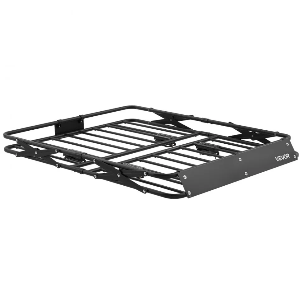VEVOR Roof Rack Cargo Basket, 46 x 36 x 4 in, Heavy Duty Roof Top Carrier Basket with Folding Design, 200 lbs Capacity, All-Weather Easy-Install Car Top Luggage Holder, Universal Fit for SUV Truck Car