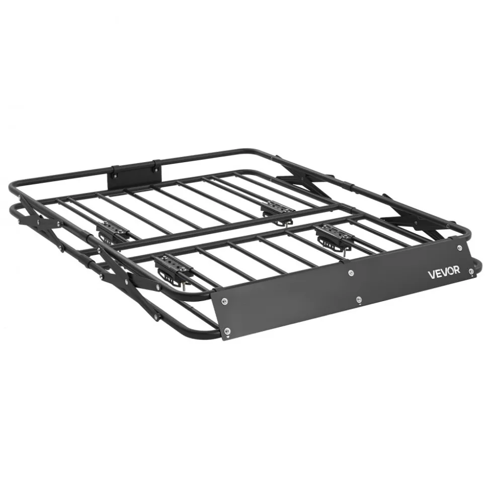 VEVOR Roof Rack Cargo Basket, 46 x 36 x 4 in, Heavy Duty Roof Top Carrier Basket with Folding Design, 200 lbs Capacity, All-Weather Easy-Install Car Top Luggage Holder, Universal Fit for SUV Truck Car