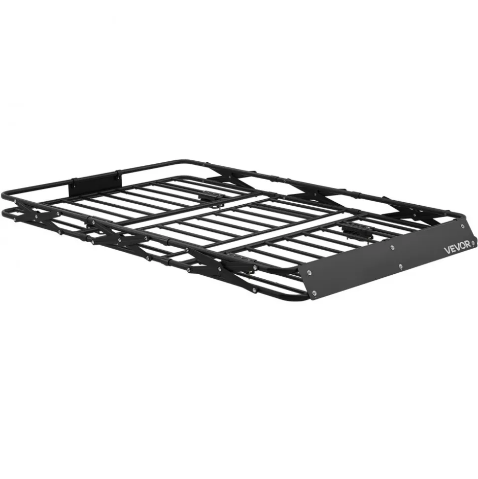 VEVOR Roof Rack Cargo Basket, 64 x 39 x 4 in, Heavy Duty Roof Top Carrier Basket with Folding Design, 200 lbs Capacity, All-Weather Easy-Install Car Top Luggage Holder, Universal Fit for SUV Truck Car
