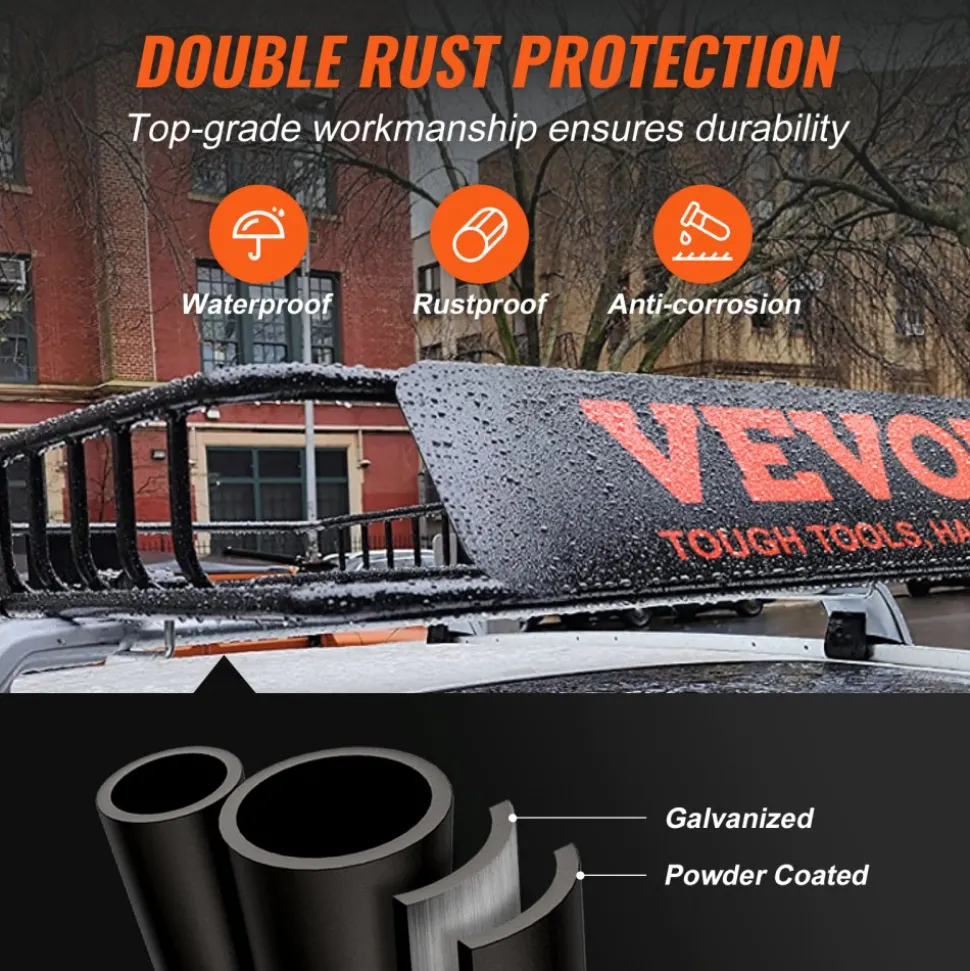 VEVOR Roof Rack Cargo Basket, 51" x 36" x 5" Rooftop Cargo Carrier w/ 15 Cu Ft Waterproof Cargo Bag, 200 LBS Capacity Universal Rack Carrier for SUV, Truck