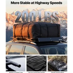 VEVOR Roof Rack Cargo Basket, 51 x 36 x 4 in, Heavy Duty Roof Top Carrier Basket with Folding Design, 200 lbs Capacity, All-Weather Easy-Install Car Top Luggage Holder, Universal Fit for SUV Truck Car