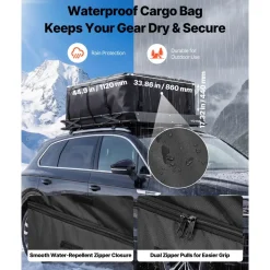 VEVOR Roof Rack Cargo Basket, 51 x 36 x 4 in, Heavy Duty Roof Top Carrier Basket with Folding Design, 200 lbs Capacity, All-Weather Easy-Install Car Top Luggage Holder, Universal Fit for SUV Truck Car