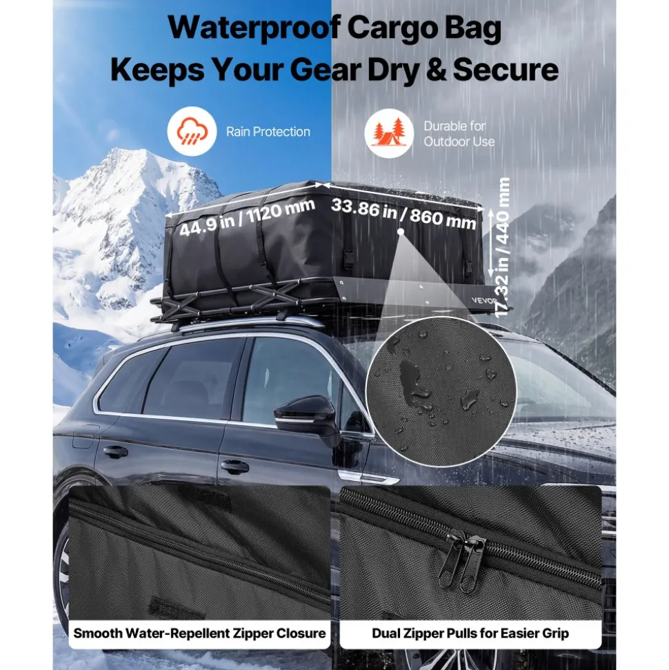 VEVOR Roof Rack Cargo Basket, 51 x 36 x 4 in, Heavy Duty Roof Top Carrier Basket with Folding Design, 200 lbs Capacity, All-Weather Easy-Install Car Top Luggage Holder, Universal Fit for SUV Truck Car