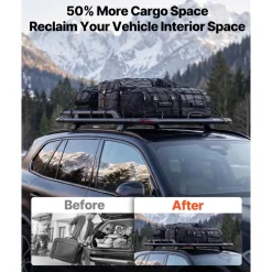 VEVOR Roof Rack Cargo Basket, 64 x 39 x 4.53 in, Heavy Duty Roof Top Carrier Basket with Extension, 200 lbs Capacity, All-Weather Car Top Luggage Holder, Universal Fit for SUVs Trucks Vehicles Pickups